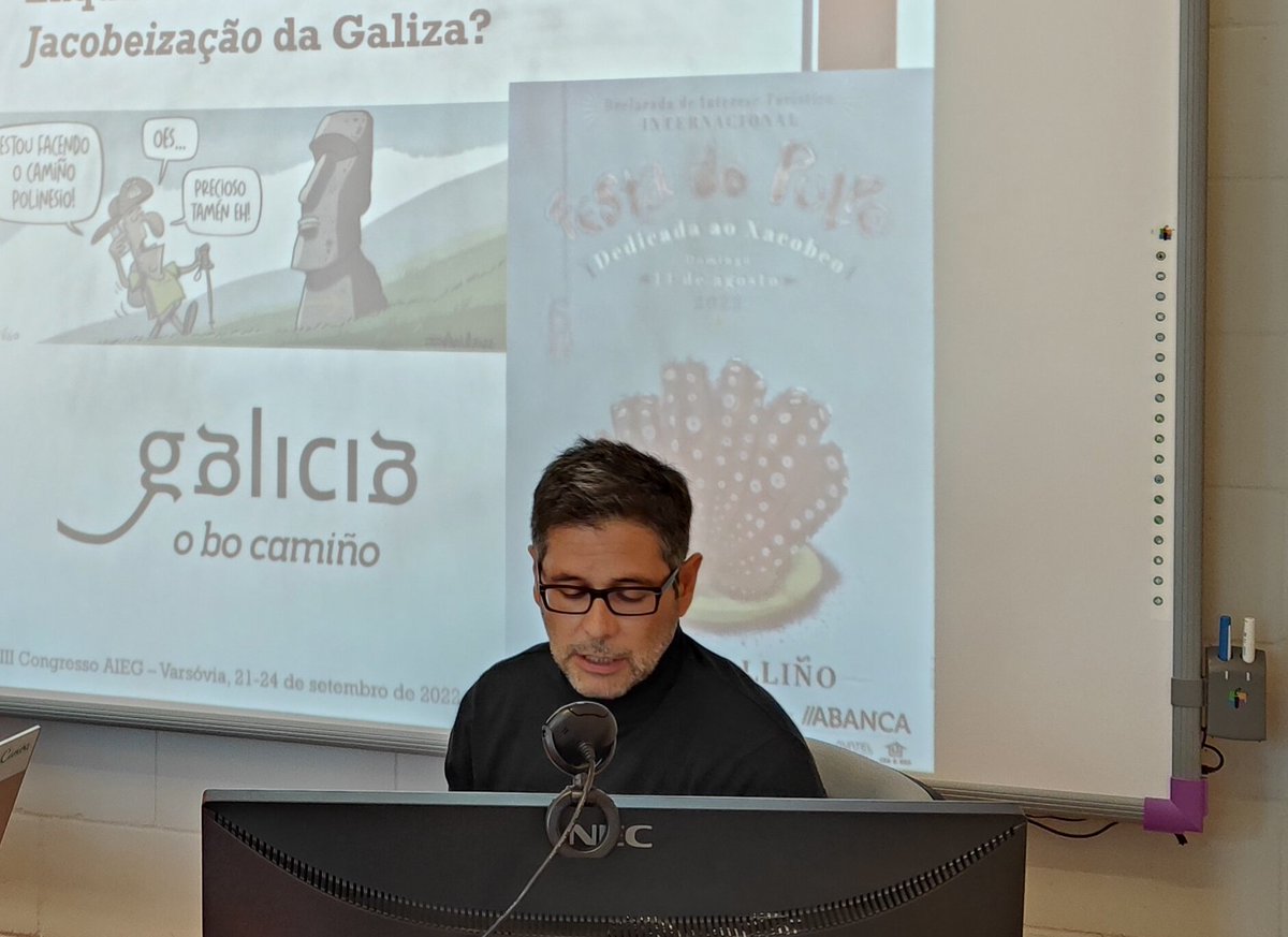 beni_salgado's tweet photo. O panel 4 tiña como tema os Camiños de Santiago e os impactos nas comunidades locais. Interviñeron con Bartosz Dondelewski (@JagiellonskiUni) de moderador, Carlos Pazos-Justo (@UMinho_Official) na sala, e Roberto Sanmartim (@UDC_gal) e ElíasTorres (@UniversidadeUSC), en liña. https://t.co/sxfaBW4wXK