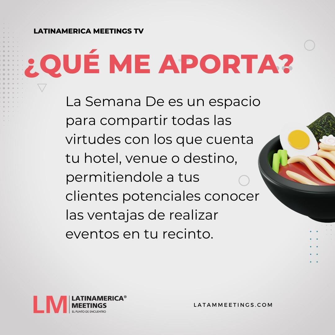 meetlam_'s tweet photo. ¿Todavía no eres parte de #LaSemanaDe?😱
Descubre en este breve carrete las ventajas de mostrar tu hotel, venue o destino en #LaSemanaDe y llega a nuevos clientes potenciales. 🤩
Contactanos y se parte de #LaSemanaDe 👉🏽 hector.floresm@latammeetings.com
#LMelPuntoDeEncuentro https://t.co/fEifQbsDBV