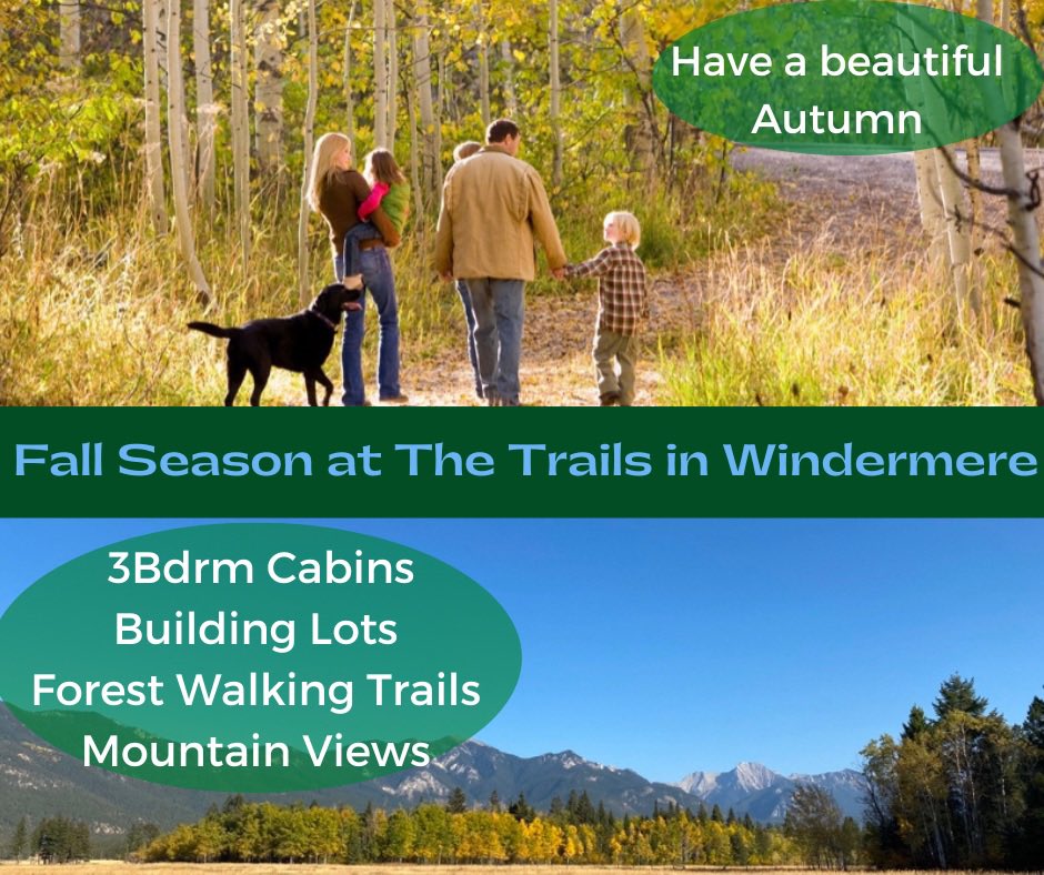Have a beautiful Autumn Season 🍂! 

Explore Fall in the Columbia Valley🏔. 

Our beautiful 3Bdrm Cabins are built within the trees.
The most rustic of our homes, these woodland getaways promise to leave the city miles away! 

View more here: 
trailsatwindermere.com/community/cabi…

#realestate