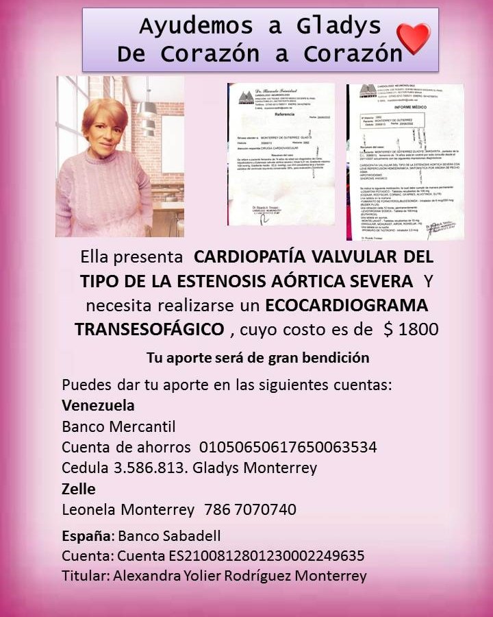 RaquelMonterre2's tweet photo. Mi hermana necesita hacerse un examen que determinará si la operan a corazón abierto o no. Con tu aporte podemos ayudarla, su vida corre peligro . Tiene que realizars este examen lo más pronto posible. Son 1800$ y no contamos con estos recursos. https://t.co/H5M333N2IB
