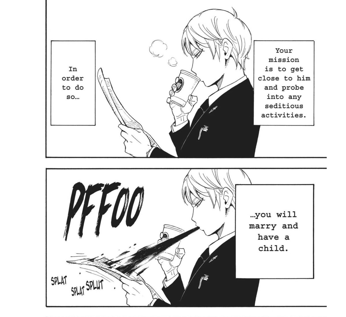 I'm on a short break and gonna travel for a bit so I'm rereading spy x family :3