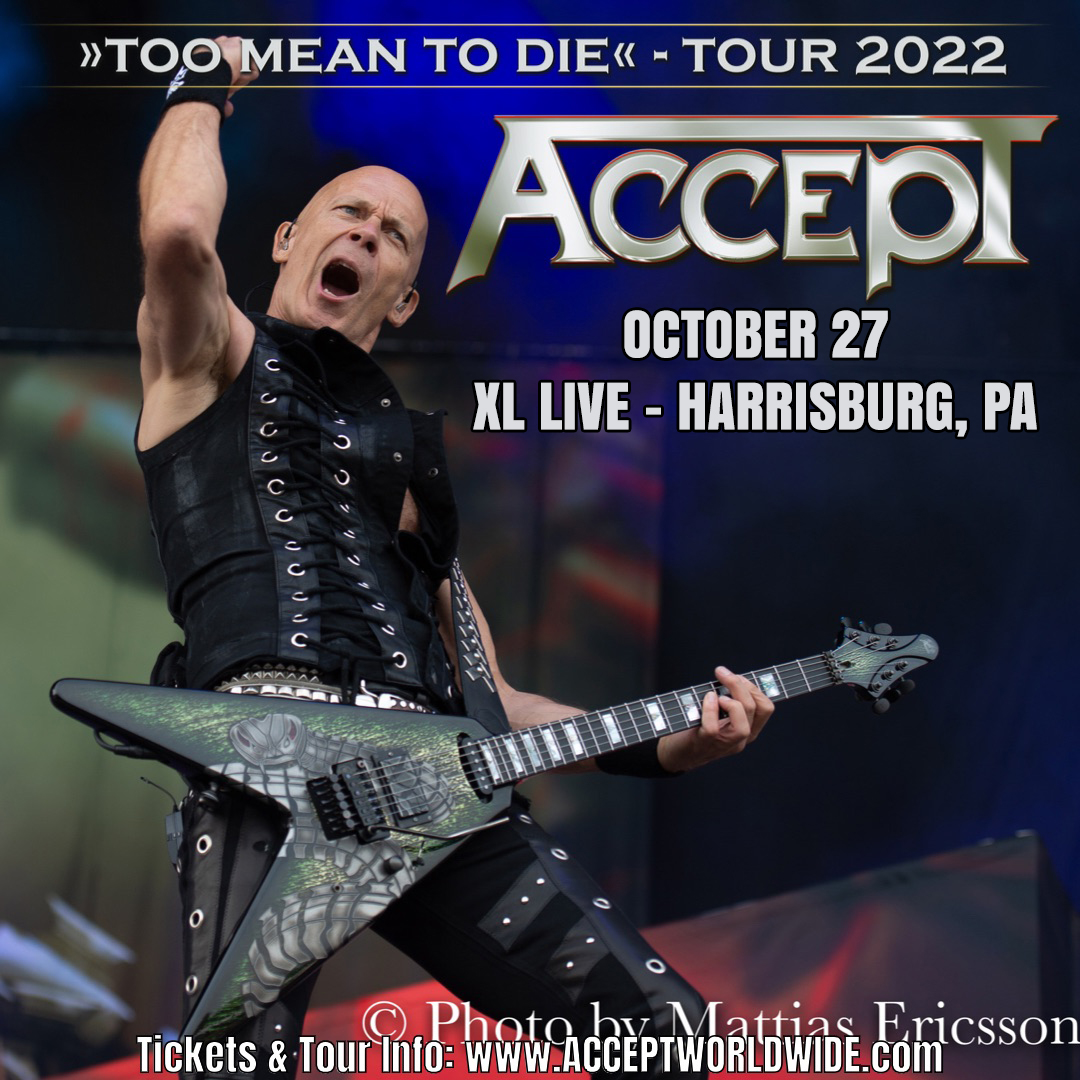 Tomorrow we'll play in Harrisburg, PA at XL Live. Ticket links (incl. Meet & Greet) available at acceptworldwide.com/tour/ Who will meet us there? #acceptlive #northamericantour #ustour #metalband #heavymetal #livemetal #metaltour