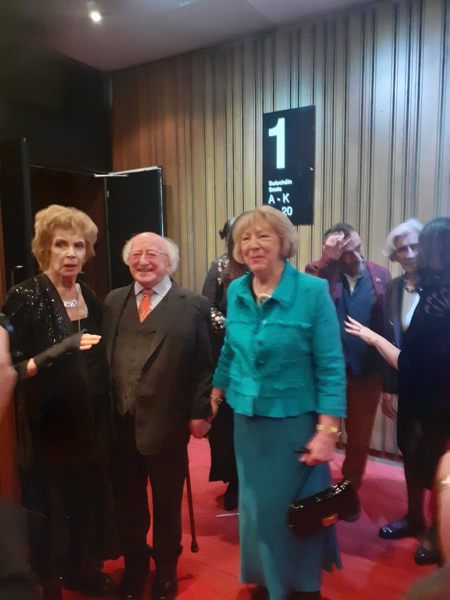 frodomunster's tweet photo. @AbbeyTheatre @PresidentIRL @ednaobrienfan #joyceswomen Great night tonight at the opening night of Joyce's Women. Pleasure to meet President Michael D Higgins and his wife Sabina. Respect to Edna O' Brien also in attendance tonight.  Congratulations also to the cast of the play https://t.co/8JmbcaxO4a