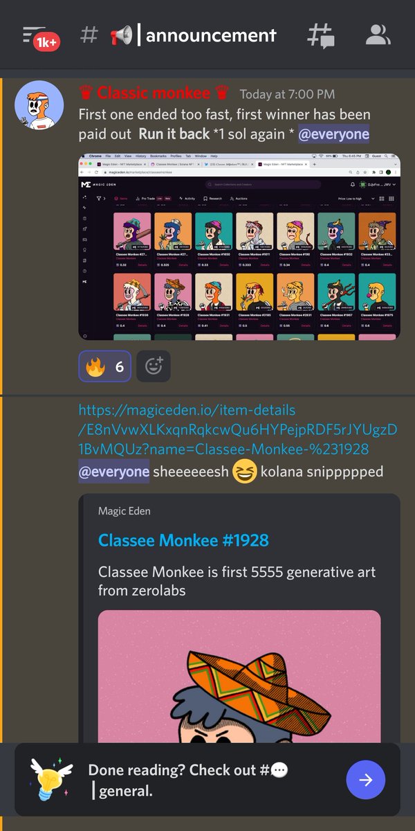 edits_nest's tweet photo. Lets goooooo! Won 1 sol for sniping a @classeemonkee in a bounty hunt. Cant believe this gem cost me 0.4 sol. Come over to the dao and get great alpha and community compared to every single project out there https://t.co/AUm56viCly