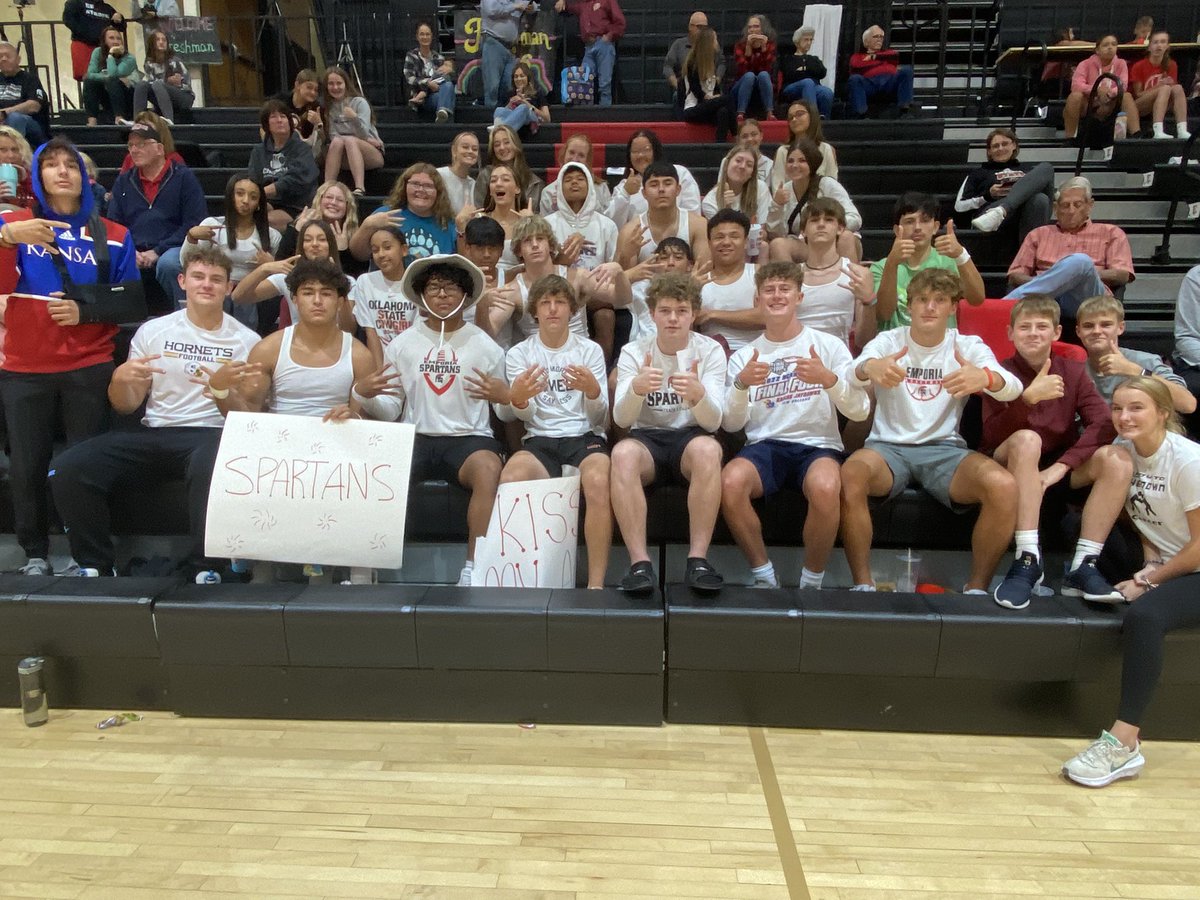 DSherwoodSJ's tweet photo. Good student section for @EHS_Spartan_VB vs. Manhattan. @FootSpartanBall well represented. https://t.co/BcdikT8YY5