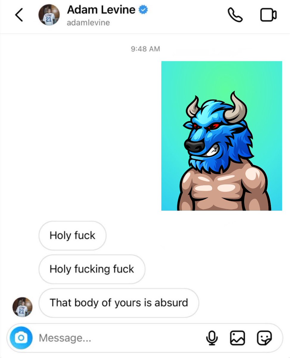 #BREAKINGNEWS

More leaked Adam Levine DMs.

Turns out he's a fan of <a href="/NFTeams_/">NFTeams</a> Minotaurs.