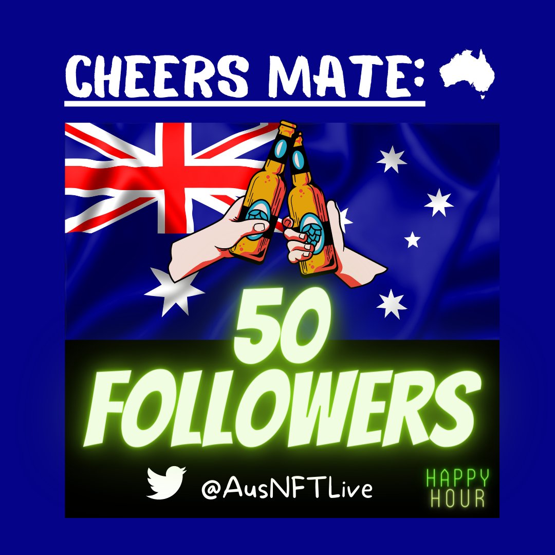 AusNFTLive's tweet photo. IT'S YOUR SHOUT! 🍻 Thank-you to our first 50 Followers 🫶 Quality over Quantity!!! We appreciate your support🪃🇦🇺🦘
"STRAAAAYAAAA!"
#NFT #NFTCommunity #AusNFTLive #Aussie #Australia #AustralasiaNFT #Oz #DownUnder https://t.co/scLiZPLnfh