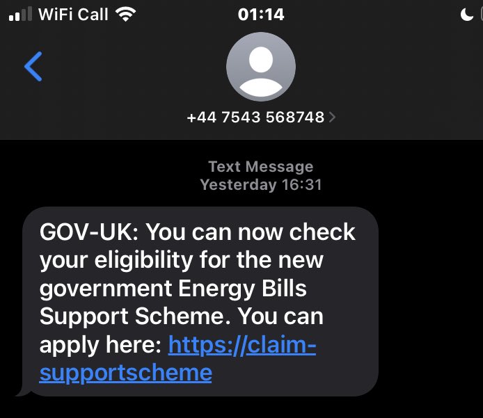 CheadleJam's tweet photo. Please be aware of this #SCAM which is directed at people waiting for the somewhat delayed one-off £150 cost of living #disability support payment. Clicking the link leads to a site asking for bank details. https://t.co/xXSYzuUydM