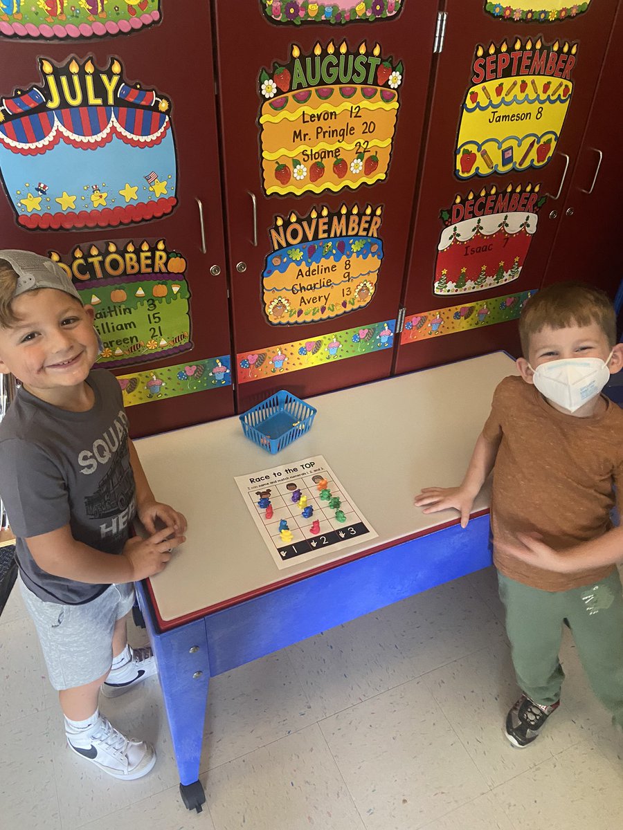 Racing to the top! Which number will win? Learning about partnerships, taking turns, and cheering each other on!