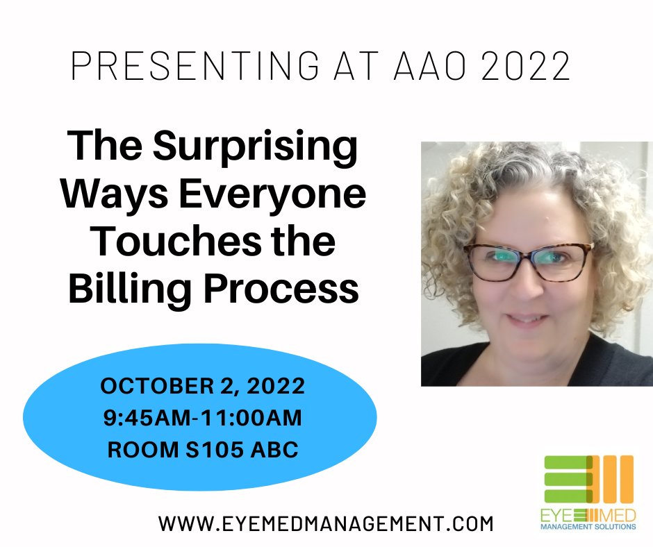 EyeMedMgmt's tweet photo. Our team is headed to @aao_ophth in Chicago!
Join our Biz Dev Director Elise Levine to learn how billing is impacted across the spectrum of roles in your practice. We're certain you'll walk away with some new insights to help put more money in your pocket! #aao2022 #ophthalmology https://t.co/llFgk7gtrL