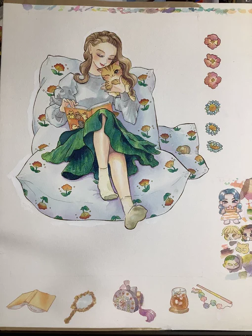 トラと陽子楽天トラと陽子の書影全体図と帯、原画です!表紙はねこーずのみならずコワモテ部長&amp;ハニーチュロ太郎や兄貴&amp;おばけのペアも 