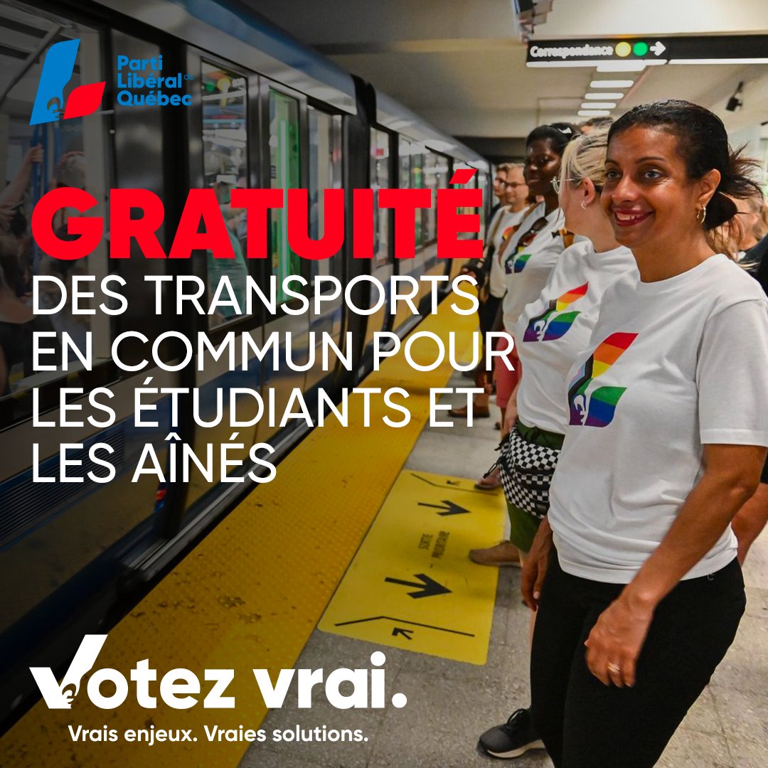 DomAnglade's tweet photo. Avec un gouvernement libéral, le transport en commun sera gratuit pour les étudiants et nos aînés.

Une autre mesure importante de notre Plan Portefeuille pour aider les Québécois à joindre les deux bouts.

@DomAnglade #débatdeschefs #plq #Qc2022 https://t.co/AmvthafOJG