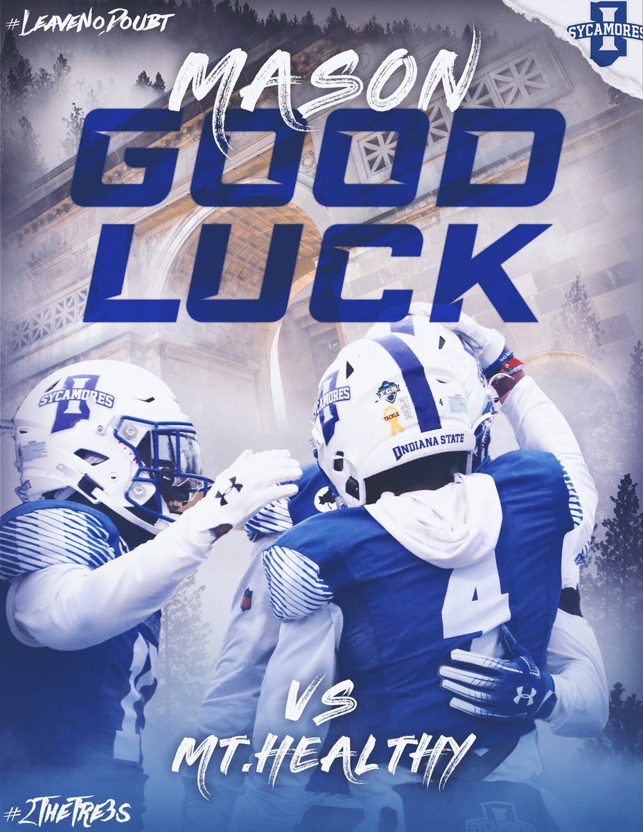 MasonG_59's tweet image. Thank you @IndStFB for the good luck wishes!! Cant wait to get on the field tomorrow night!! #ToTheTrees #MarchOn