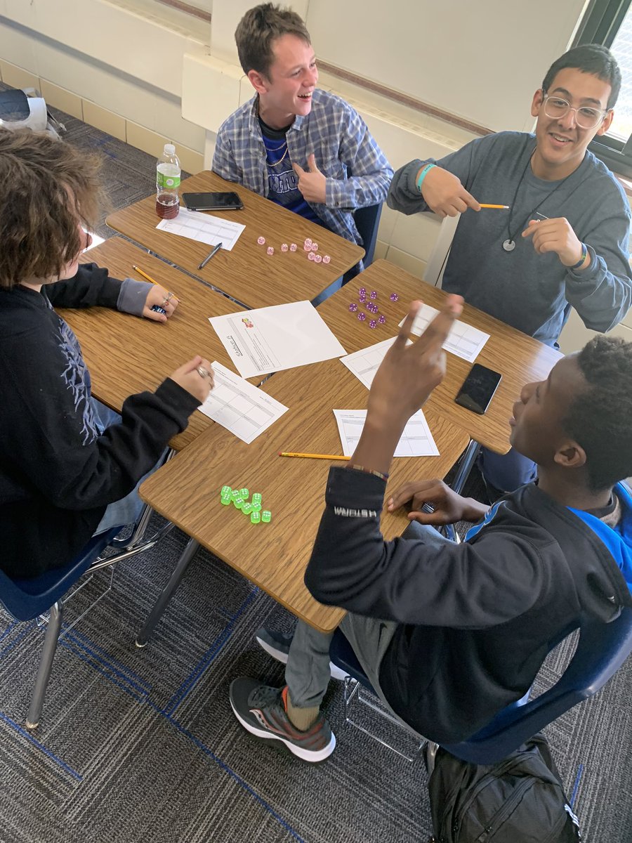 mara_lynn3's tweet photo. Station day to discover probabilities in Intermediate Algebra today! We had a few intense rounds of Tenzie 🎲🤪 #owatonnaproud #iteachmath @ohsoffice https://t.co/F7Bd9eorWl