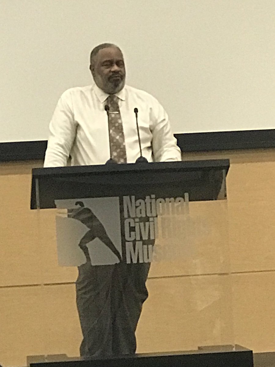 judithmoore6428's tweet photo. Anthony Hinton at the National Civil Rights Museum tells his story of 30 years innocent and behind bars. His book is The Sun Does Shine. He was at work the day and time of the crime. https://t.co/OzdSJAodWs