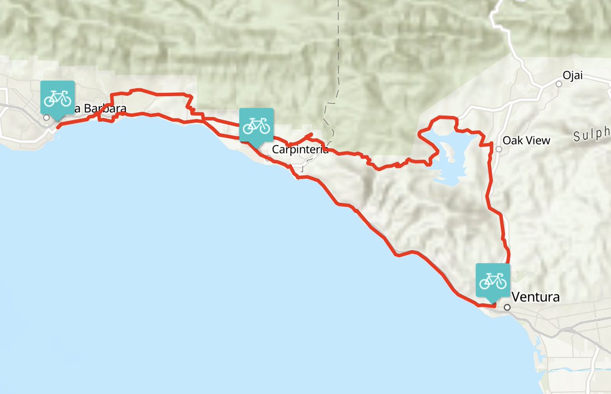 cyclecalcoast's tweet photo. Your next challenge: Lake Casitas Loop 🚲

This 70-mile ride can be started from Santa Barbara or Ventura. Expect a good workout, ocean breezes, and incredible views: https://t.co/rdChDfkwVp

#CycleCalCoast https://t.co/oussgn67uD