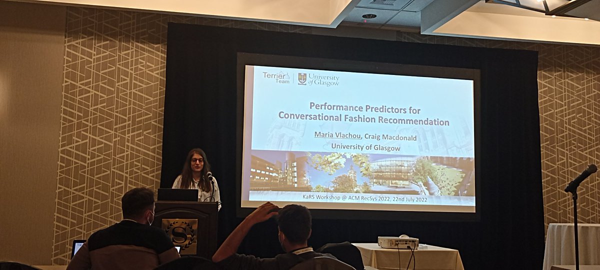 JavierSanzCruza's tweet photo. Now listening @mvlacho1 presenting her work with @craig_macdonald, "Performance Predictors for Conversational Fashion Recommendation" at the @KarsWorkshop #Kars22 workshop at #RecSys2022! https://t.co/Rb2RH9VXmV