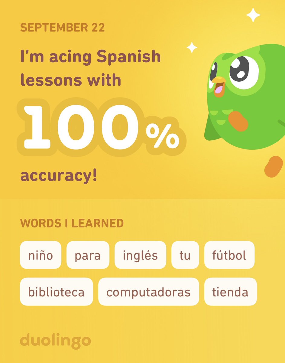 Dajmang's tweet photo. I’m learning Spanish on Duolingo! It’s free, fun, and effective. https://t.co/eimjdnoVWs