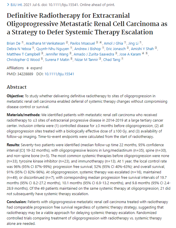 The use of SBRT for oligoprogressive cancer often increases the MILEAGE of a current line of systemic therapy. Stated differently, it can also prevent 'Systemic Therapy Escalation' @_ShankarSiva @IyengarPuneeth @jillfeldman4 #radonc pubmed.ncbi.nlm.nih.gov/34228889/
