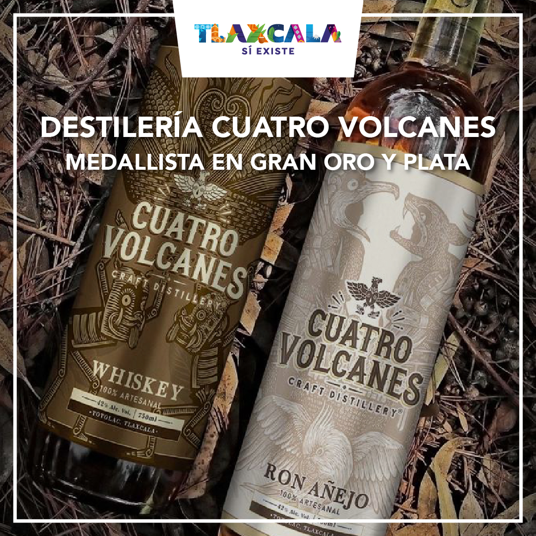 TlaxcalaExiste's tweet photo. Felicidades a #CuatroVolcanes por logro al obtener la medalla Gran Oro, para el Ron Añejo y la medalla Plata, para el Whiskey de Maíz Azul, en el Concurso de espirituosos Guanajuato. #TlaxcalaSíExiste y nos maravilla diariamente con productos y experiencias de la mejor calidad. https://t.co/UHsMc6tnNC