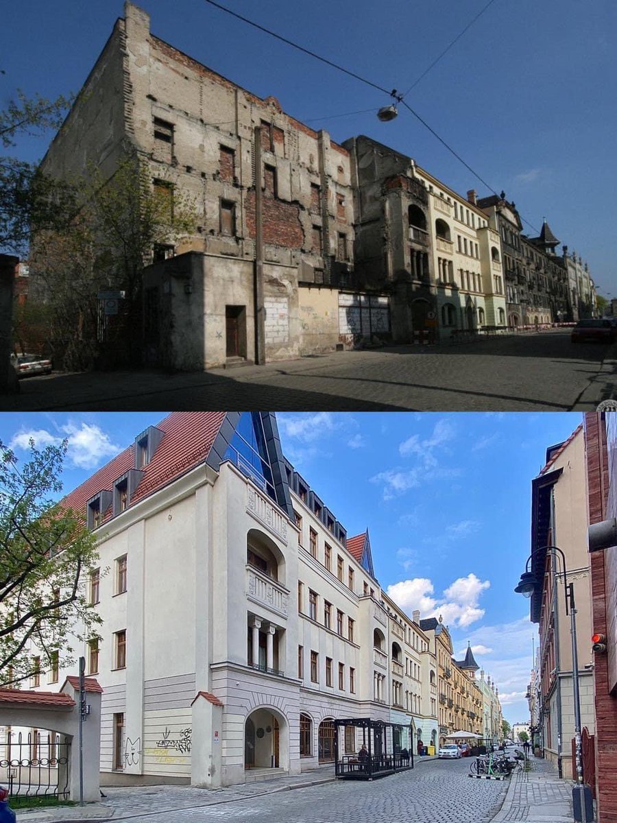 YIMBYPoland's tweet photo. Wrocław recently became the third-largest city in Poland, and when you see the amazing transformations of the city streets, you get why people want to live there. Photos from the FB profile “Wrocław - inwestycje budowlane” https://t.co/YwGgI8i1aF