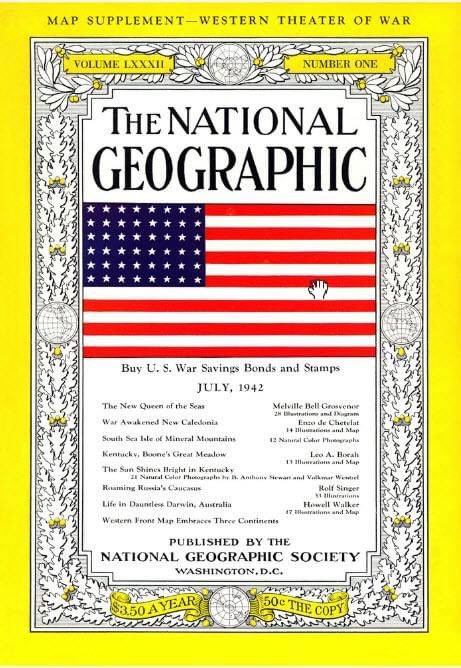 Happy birthday, @NatGeoMag! The Society was founded January 13, 1888 but the first magazine issue was published Sept. 22 of that same year. And while there were photos inside the magazine as early as 1889, the first cover illustration wasn't until 1942. <a href="/InsideNatGeo/">National Geographic Society</a>