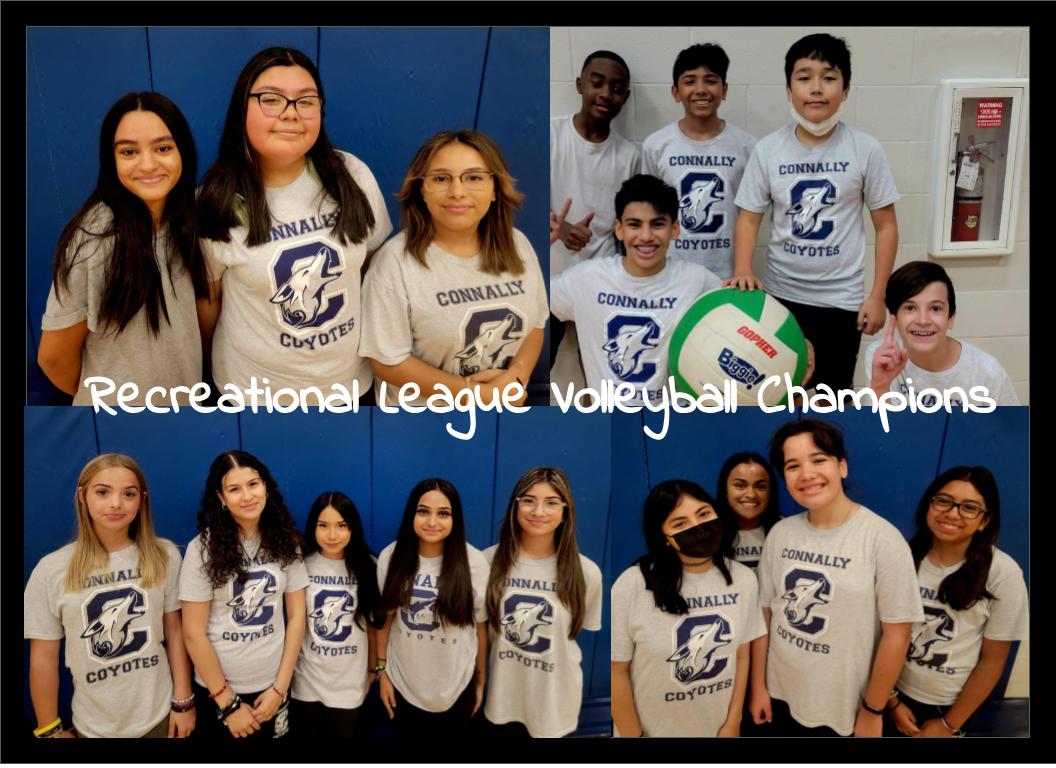 Volleyball Champions from Competitive League and Recreational League!!  Great Finish 7th &amp; 8th Graders!! <a href="/NISDConnally/">Connally Coyotes</a> <a href="/NISD_PE/">NISD PE</a> <a href="/CoachFryar/">Coach Fryar</a> <a href="/mvpofpe21coachp/">Henry Puente Jr</a> <a href="/ConnallyCoyotes/">Connally Coyote Boys Athletics</a>