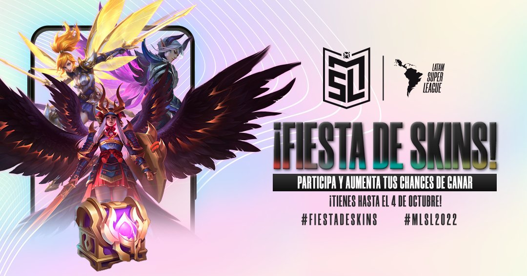 ¡Bienvenidos a nuestra #FiestaDeSkins! Todos tienen la oportunidad de ganar🥳

¡TODOS ESTÁN INVITADOS!
Invita a tus amigos y participa en el enlace 
🔗👉 bit.ly/skinsmlsl

#MLSL2022 #MobileLegends #Esports #AndoSuper