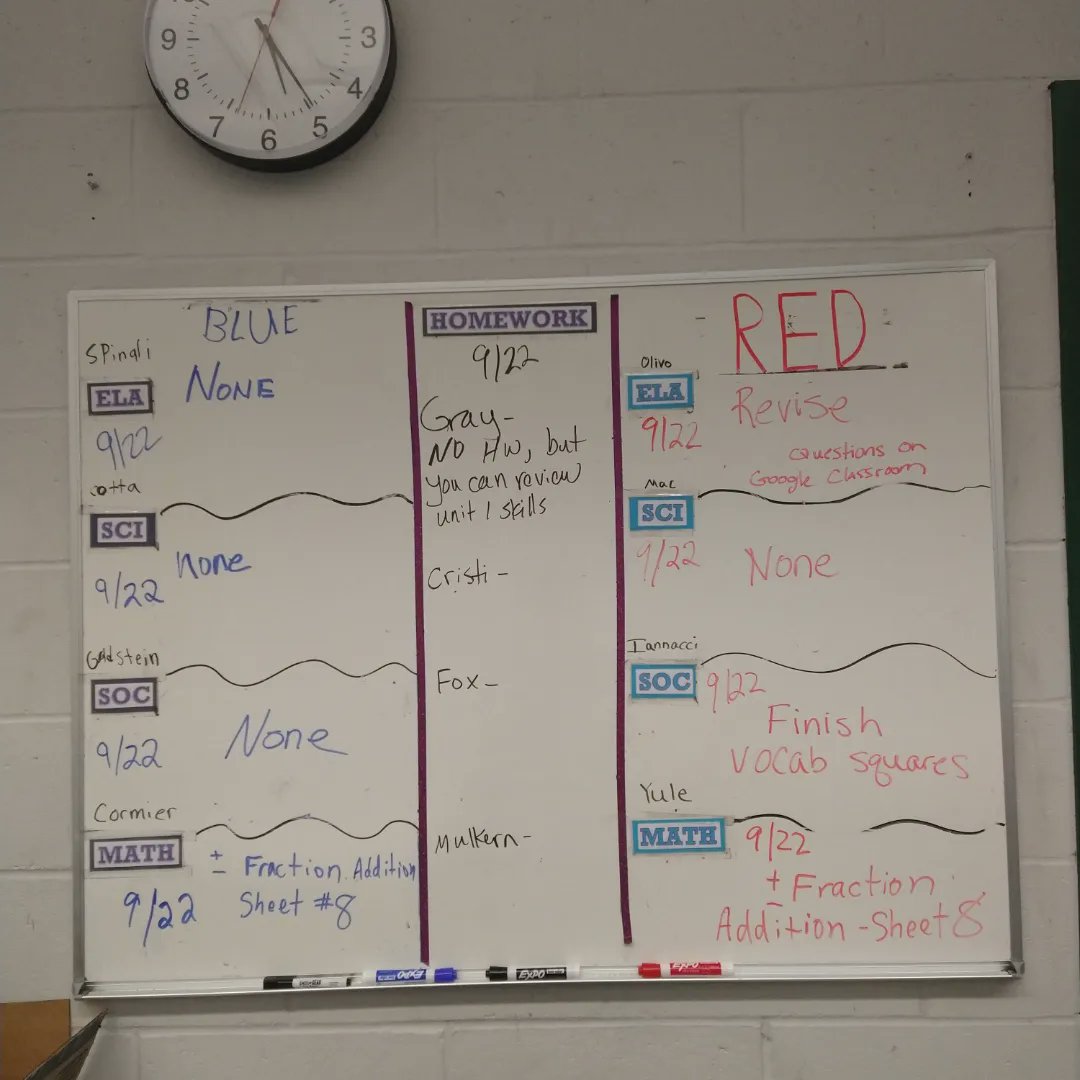 MrsTherriault's tweet photo. #wsparker #7thgrade #8thgrade #hwboard Sorry this is so late. Phone was wonky, then it was back to school night. It was great meeting parents. https://t.co/RXuli7tlxl