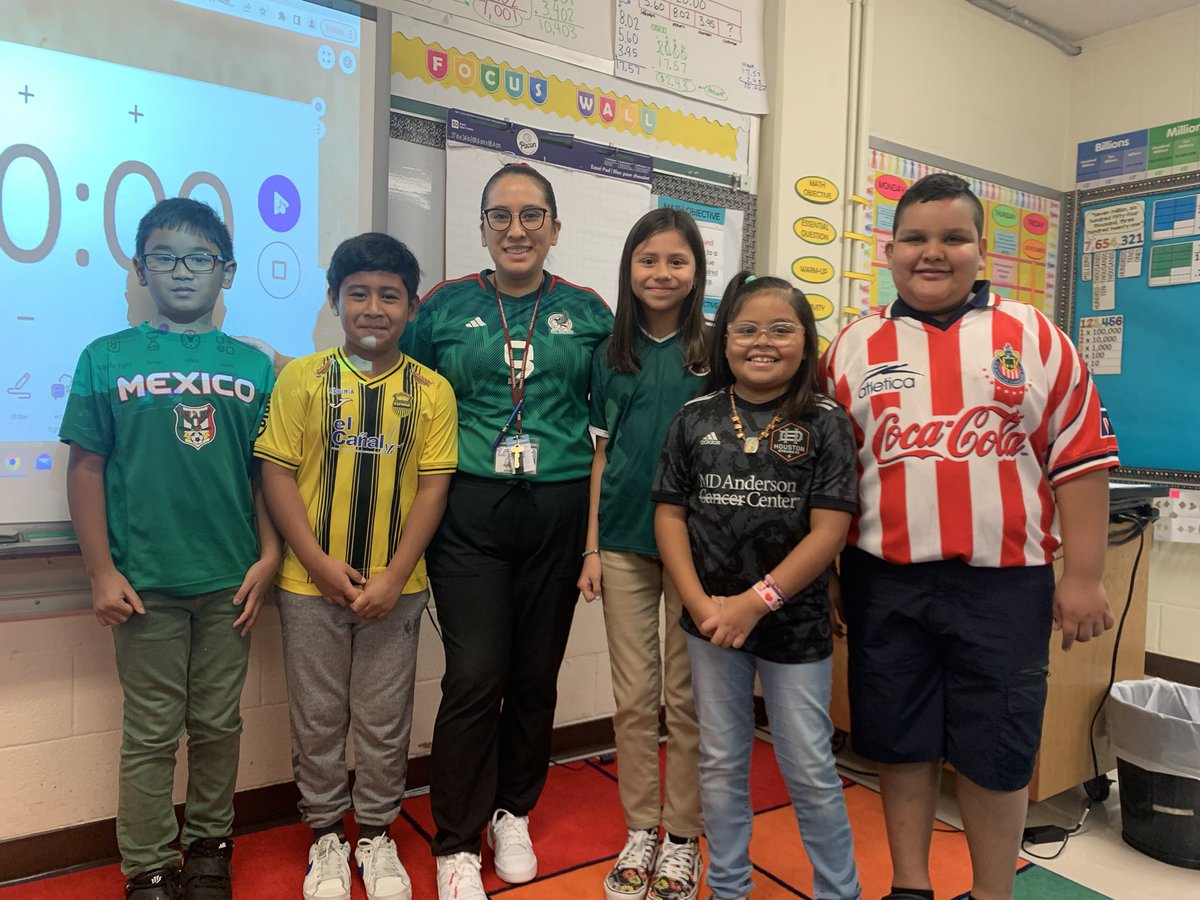 We celebrated day four of #HispanicHeritageMonth2022 by wearing our favorite fútbol jersey. #HISDHHM <a href="/HoustonISD/">Houston ISD</a> <a href="/BonnerElemHISD/">Bonner ES HISD</a>
