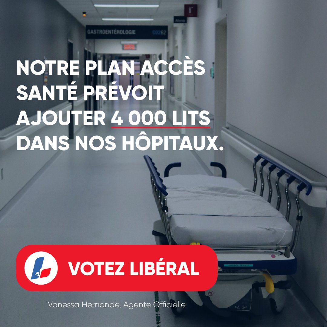 Afin de surmonter les besoins croissants du réseau de la santé, l’équipe du #PLQ prévoit ajouter 4000 lits dans nos hôpitaux. <a href="/DomAnglade/">Dominique Anglade</a> #débatdeschefs #Qc2022