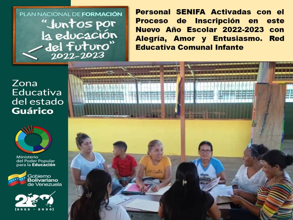 Red Educativa Comunal Infante Personal SENIFA Activados en las instituciones Realizando el proceso de inscripción Año Escolar 2022-2023 con alegría y entusiasmo <a href="/RiveroJilberto2/">Rivero Jilberto</a> @MPPEDUCACION <a href="/NicolasMaduro/">Nicolás Maduro</a> <a href="/_LaAvanzadora/">Yelitze Santaella</a> @ZEGuarico <a href="/josemvasquez/">José Vásquez</a>