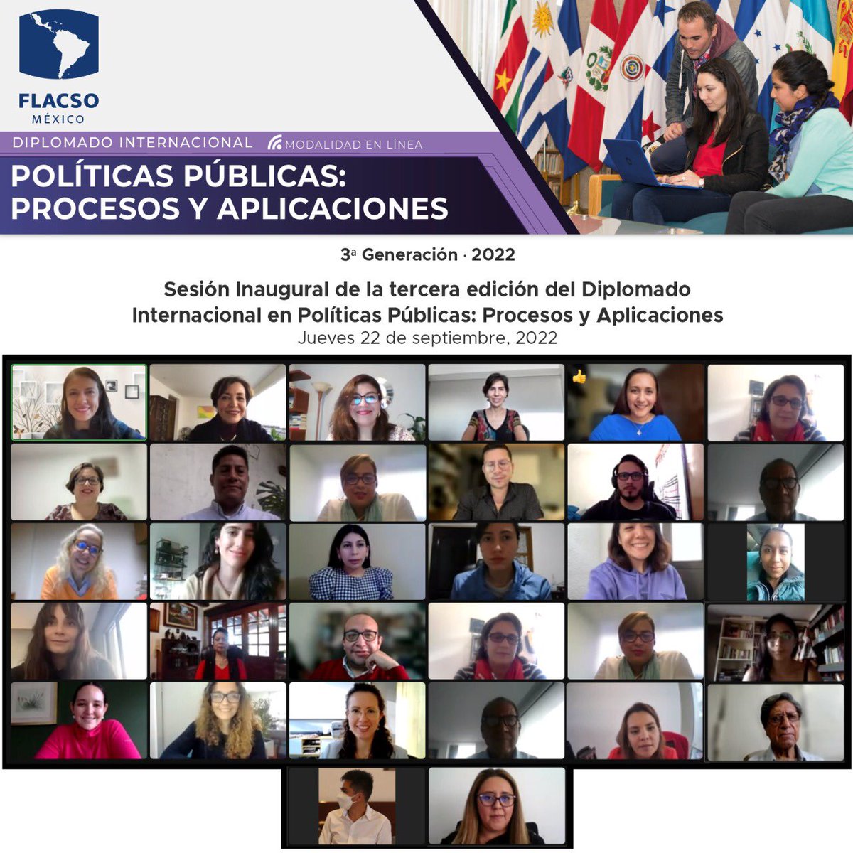 Hoy se realizó la inauguración formal de la 3ª edición del Diplomado Internacional en #PolíticasPúblicas: Procesos y Aplicaciones con la participación de <a href="/gcaleman/">Gloria Del Castillo Alemán</a>, directora general de #FLACSOMéxico; <a href="/JeraldinedelCid/">Jeraldine</a>, coordinadora y Danay Quintana, profesora del programa.