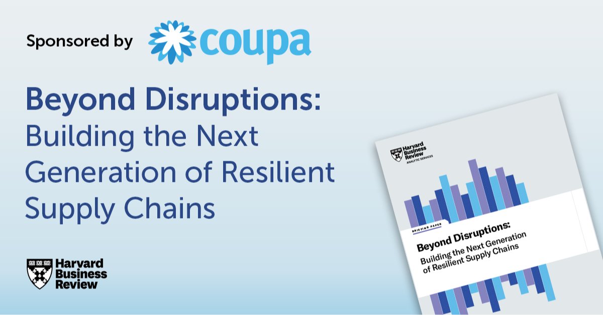Market leadership is forged during times of disruption. We’ve seen leading companies embrace the need to continuously refine #supplychain to achieve a balance of efficiency &amp; resiliency. Read <a href="/Coupa/">Coupa Software</a> sponsored research via <a href="/HarvardBiz/">Harvard Business Review</a> Analytic Services! bit.ly/3DNNsX5