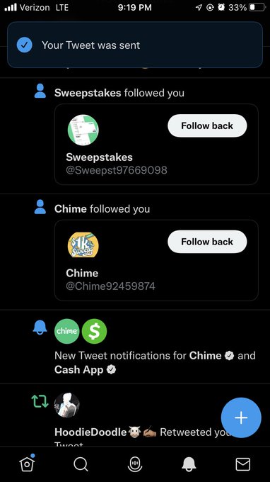Chime spam #chimepridepaysweeps they&rsquo;ve on wanna see me win https://t.co/OLgHHisfCq<a href="/tag/chimepridepaysweeps"class="tags">#chimepridepaysweeps</a>
