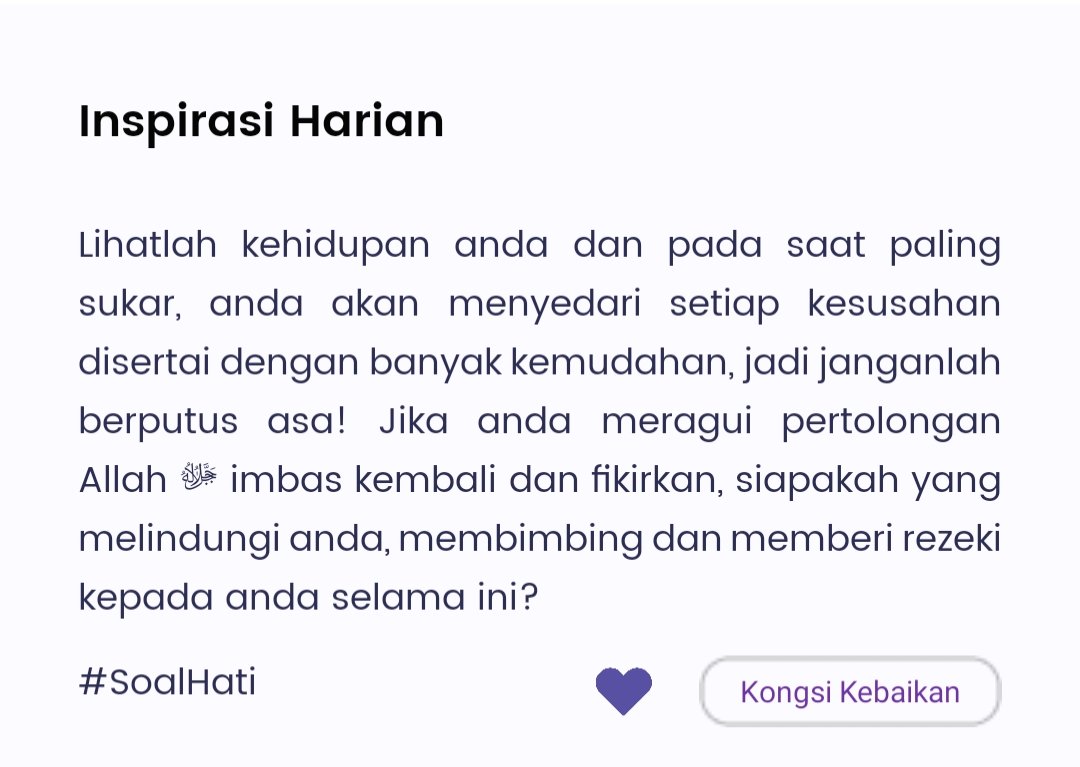 ☺️🤍
#inspirasiharian 
#soalhati 
#qalbyapp