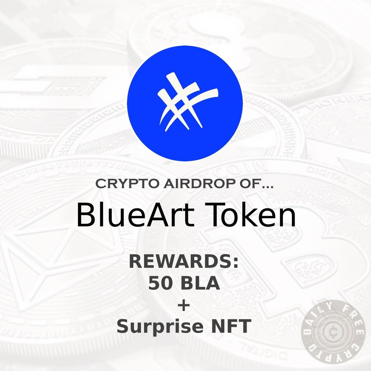 DailyFreeC's tweet photo. #CryptoAirdrop

BlueArt Token #Airdrop

Link &amp; Info: https://t.co/Meb2IRPyrJ

#Rewards: 50 BLA + Surprise #NFT

#airdrops #earncrypto #earncryptocurrency #makemoneyonline #freecrypto #freebitcoin #bitcoin #btc #blockchain #ethereum #eth #crypto #freerewards #cryptocurrecy https://t.co/7hIK0Pw0Wo