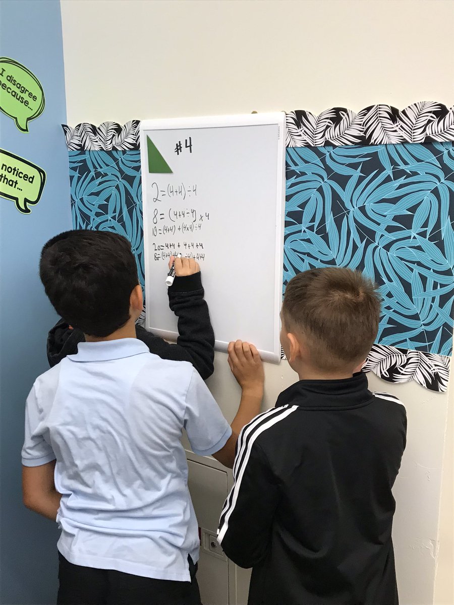 5mathadventures's tweet photo. Students were challenged on day 3! Four fours task and random groups for the win! #buildingthinkingclassrooms #vnps @ps48r @pgliljedahl #oneboardfell https://t.co/BQ17Qaa75b