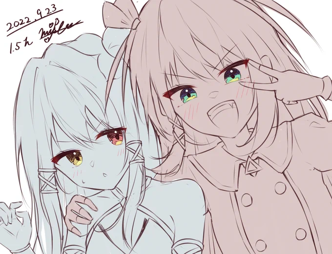 今日は朝早く起きれたのでラクガキです!プシュケとツエル!#あうとら 