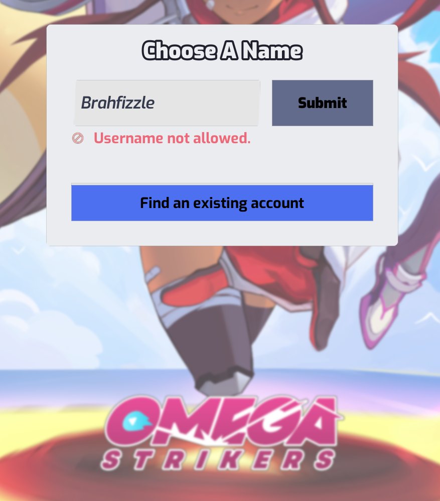 Brahfizzle's tweet photo. I got clapped by the name selection screen... @PlayOmega https://t.co/x3rOqnfizJ
