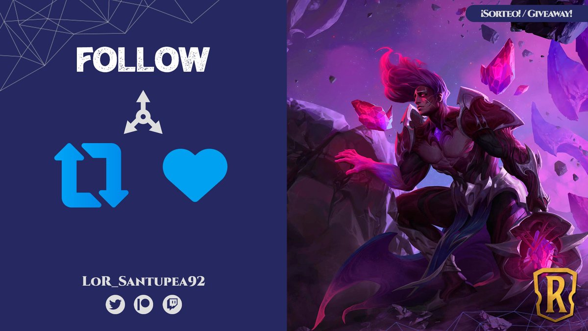 GIVEAWAY! / SORTEO!

20 Taric Corrupted! 

To participate (ends October 23) / Para participar (hasta el 23 de octubre):

- RT 🔁
- Follow ❤️

- DM with Riot ID (+#) &amp; email associated with Riot / MD con Riot ID (+#) &amp; Email asociado a Riot.

#LoR #LegendsOfRuneterra #RPP #LPP