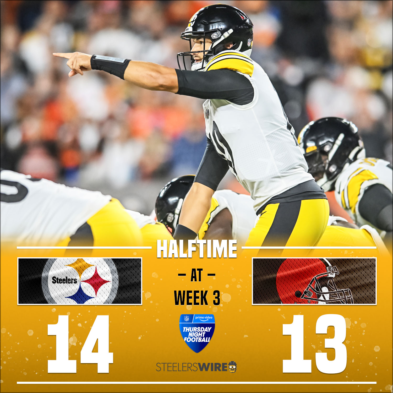 Steelers Wire on X: '#Steelers take a lead into the break on Thursday Night  Football. A missed extra point the difference right now. #HereWeGo  #PITvsCLE  / X
