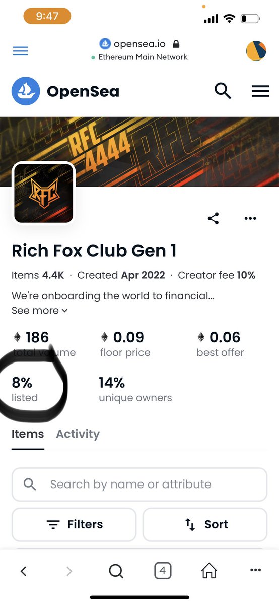 TheBullishTradR's tweet photo. The @RichFoxClub Gen 1 had 16% listed 2 days ago and OGs had 14% listed. Lock up for staking to earn $RICH is coming… https://t.co/MQTv1SnwLd