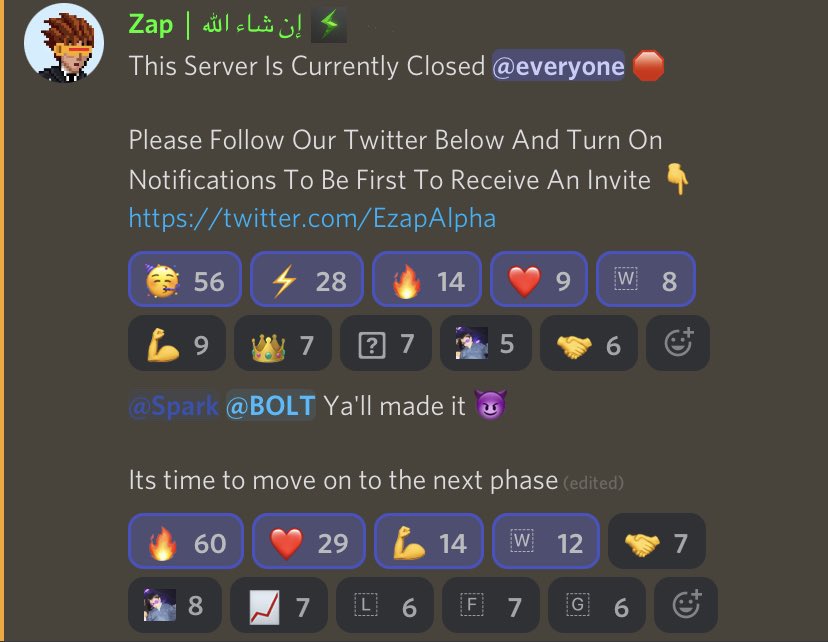 EzapAlpha's tweet photo. The time has finally come, Ezap Alpha has gone private! ⚡️

Ezap was home to the one of most organically grown-tight knit community in the space with over an year of totally free public access. Now we are Closing our doors for an exciting future ahead. 

Expect the unexpected ⚡️ https://t.co/Yllr0FVaPy