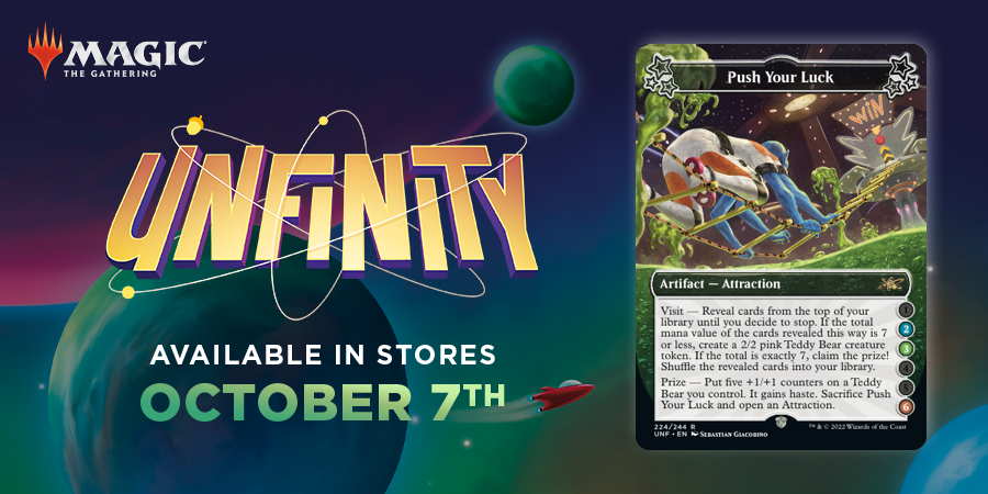 wizards_magic's tweet photo. It's 7:00 PM here at Wizards HQ, so what better time to reveal this #MTGUnfinity attraction? 

Who's ready to peel a few off the top? https://t.co/AyCLjA9a0m