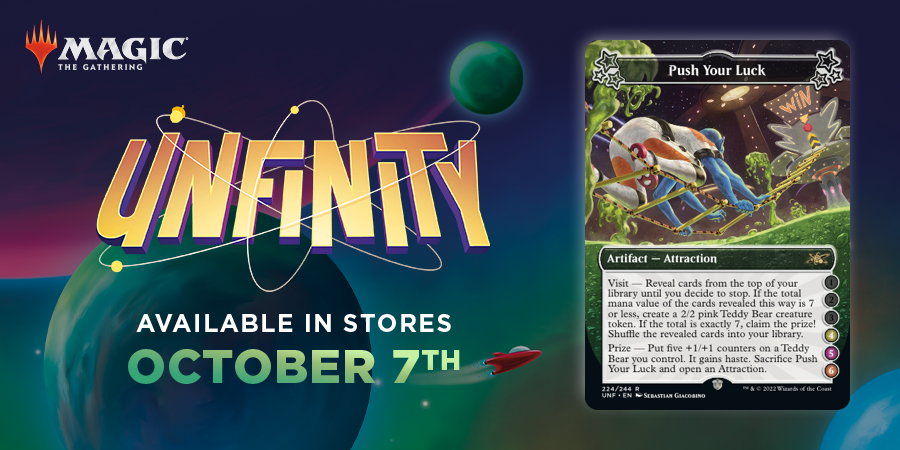 wizards_magic's tweet photo. It's 7:00 PM here at Wizards HQ, so what better time to reveal this #MTGUnfinity attraction? 

Who's ready to peel a few off the top? https://t.co/AyCLjA9a0m