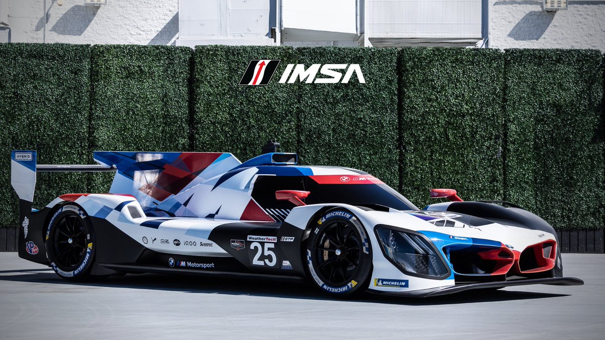 IMSA's tweet photo. .@BMWMotorsport unveiled the stunning BMW M Hybrid V8 in its race livery at the Petersen Museum in Los Angeles. It will make its racing debut at the @Rolex24Hours  at Daytona in January, 2023.

#IMSA | #BMW | #BMWHybrid https://t.co/9Z07Yhqh8o