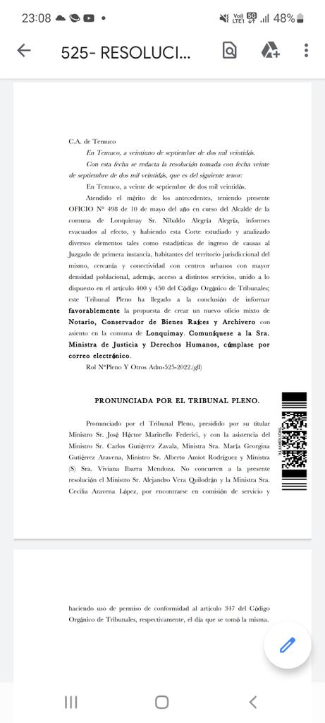 Lonquimay contará con Notaria y Conservador