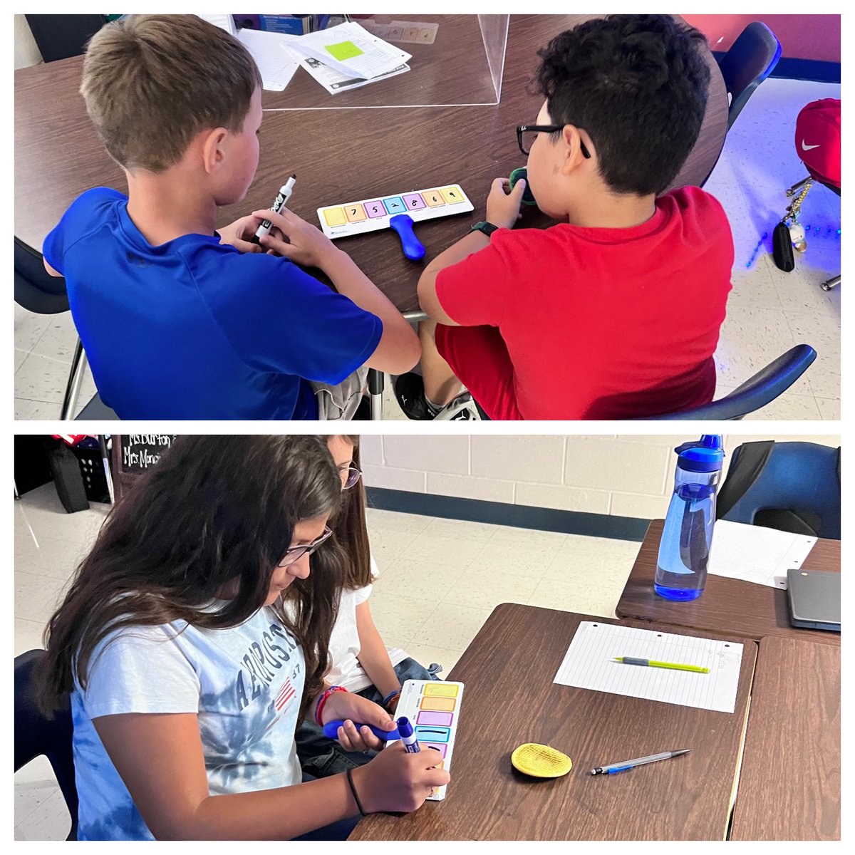 Burton5th's tweet photo. The kids are loving the place value and math fact stations.  ♥️ @WardWranglers @NISDElemMath #NISDMathGold @sundaydnelson @Mrs_B_Mallard @rcepedamath https://t.co/sq9Hw6cxoK