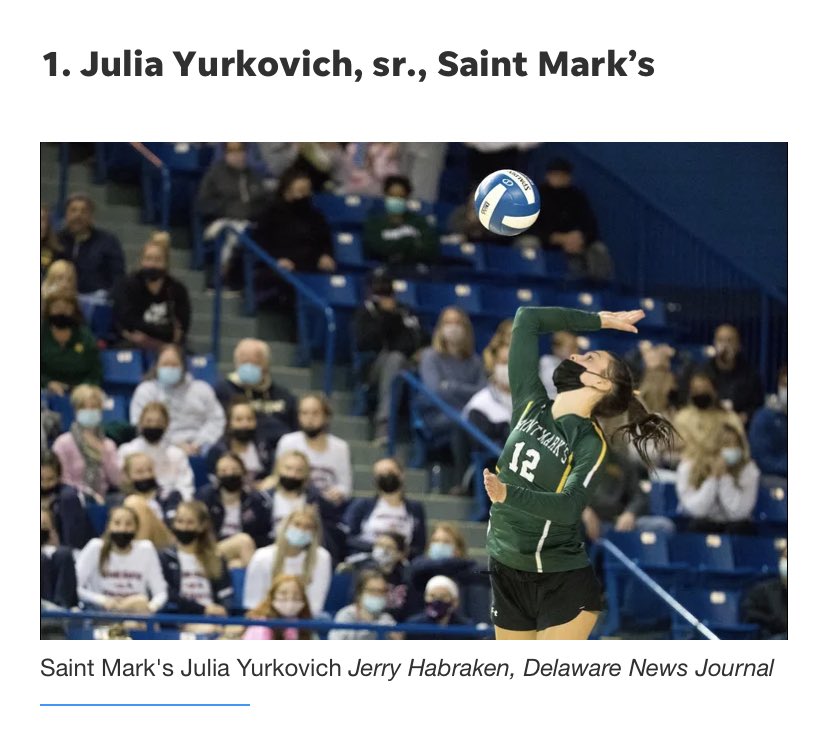 SaintMarksVB's tweet photo. 🔰THREE @SAINTMARKSHS VOLLEYBALL PLAYERS RANKED AMONG TOP 20 PLAYERS IN DELAWARE🏐👏👏👏

#️⃣1️⃣ - @NCAAvolleyball Division I @BlueHoseVolley Commit, Julia Yurkovich ‘23

#️⃣5️⃣ - Taylor Holly ‘24

#️⃣2️⃣0️⃣ - Maddi Way ‘26

Congratulations girls!🏆🏆🏆

#ThePlaceToVolley #SaintMarksHS https://t.co/knZfl6B4nB